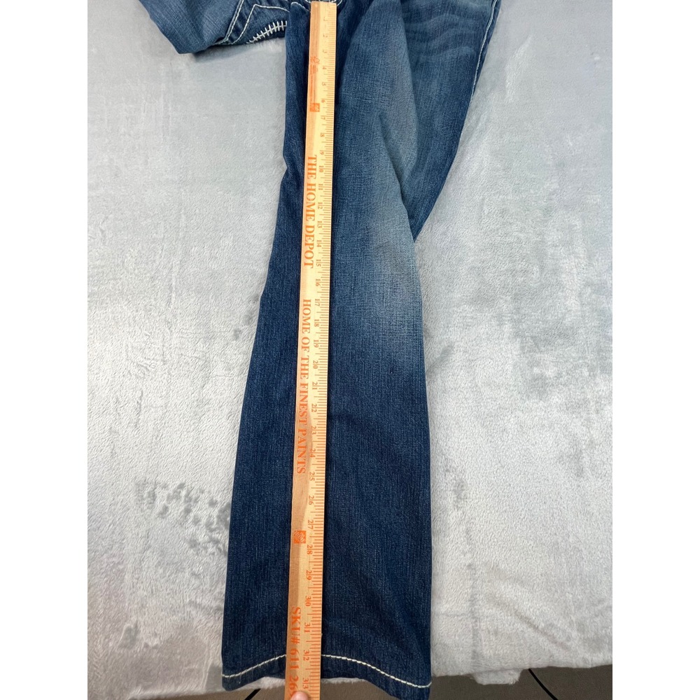 True Religion Ricky Big T Jeans Mens 33 Blue Excellent Straight Leg Big Stitch - Picture 8 of 13